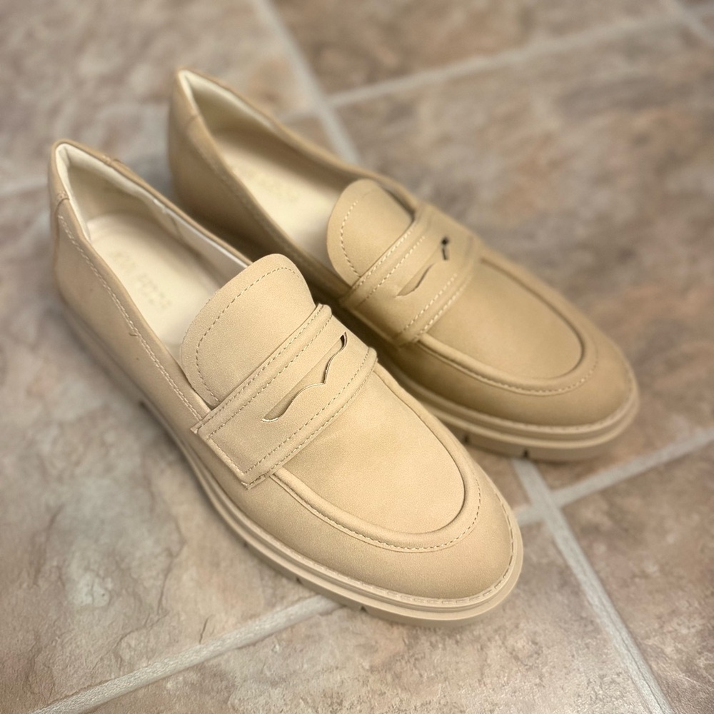Jenn Ardor Beige Brown Tan Luxury Preppy Chunky Penny Loafers Lug Sole Size 11 - Picture 3 of 8